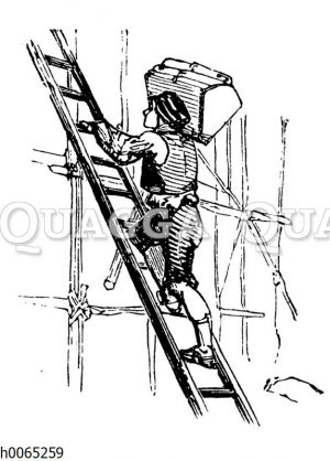 Mann auf einer Leiter