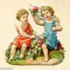 Glanzbild: Zwei Mädchen mit Blumen