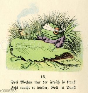 Genesender Frosch mit Pfeife und Augenbinde [Digital]