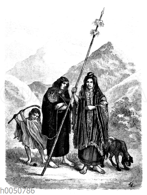 Araukaner mit Frau und Kind