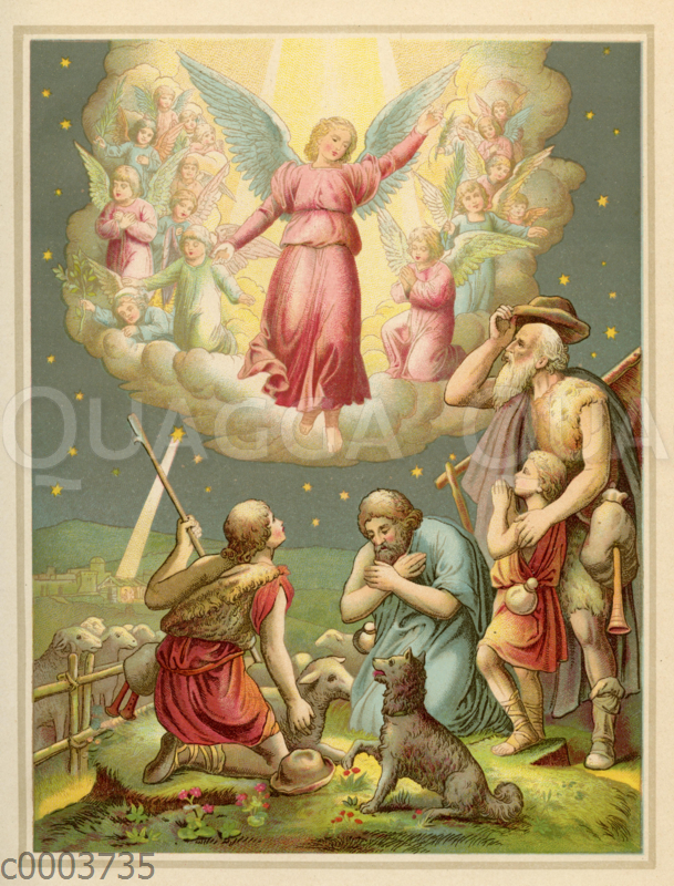 Engel verkündet den Hirten auf dem Felde Christi Geburt