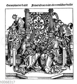 Papst Aenas Pius und Kaiser Friedrich III.