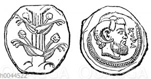 Tetradrachme von Kyrene mit dem Bild des Jupiter Ammon