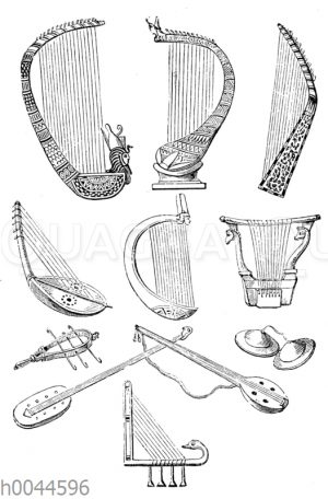 Saiteninstrumente von alt-ägyptischen Denkmälern