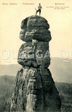 Bergsteiger auf der Barbarine in der Sächsischen Schweiz