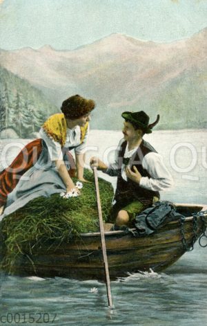 Bayerisches Paar in einem Boot