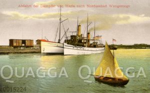 Nordseebad Wangerooge: Abfahrt der Dampfer von Harle nach Nordseebad Wangerooge