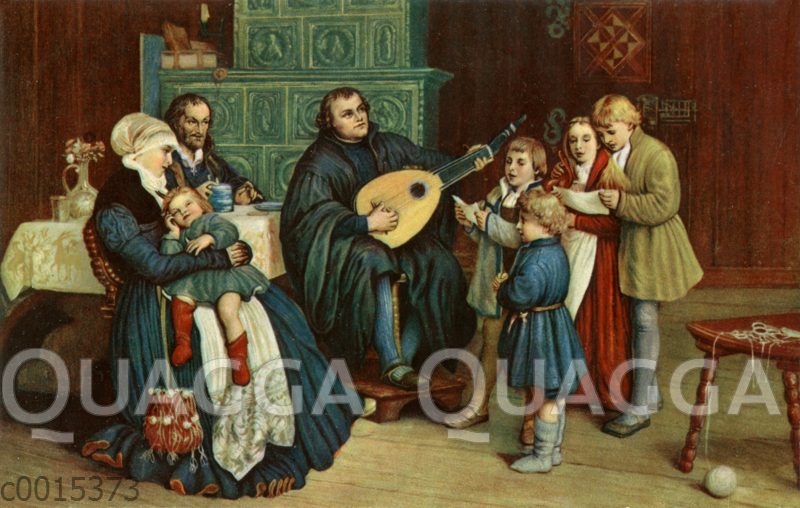 Martin Luther mit Familie bei der Hausmusik