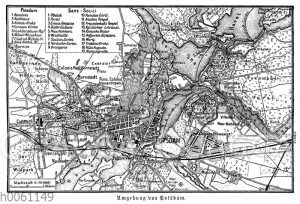 Karte der Umgebung von Potsdam mit Sanssouci