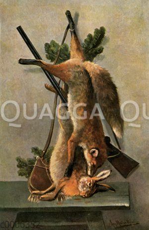 Jagdtrophäe: Hase und Fuchs