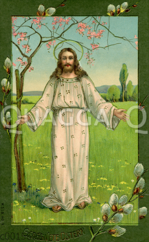 Jesus am Ostertag mit Weidenkätzchen