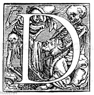 Buchstabe D aus Holbeins kleinerem Totentanzalphabet