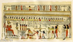 Totengericht vor dem Gott Osiris im unterirdischen Gerichtssaal