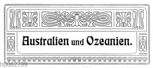 Schriftzug 'Australien und Ozeanien' mit Rahmen