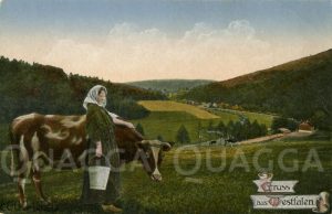 Frau mit Kuh und Melkeimer [Digital]