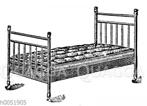 Bettgestell mit Rosshaarmatratze mit auswechselbaren Teilen