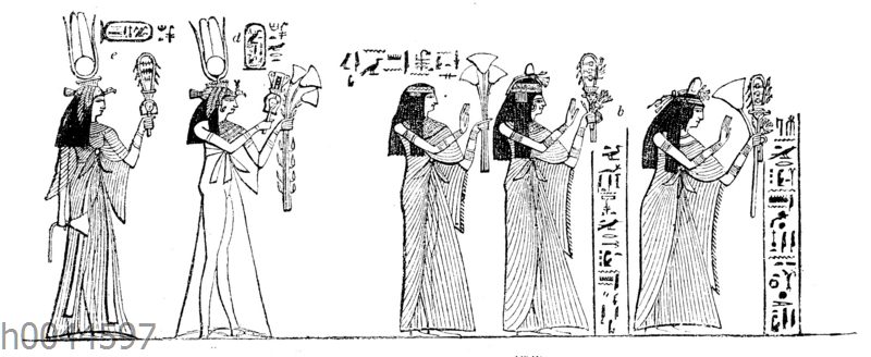 Ägyptische Frauen beim Tempeldienst mit dem Sistron