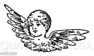 Vignette: Engelskopf mit Flügeln