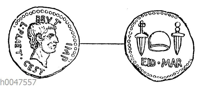 Münze mit dem Bildnis des Brutus