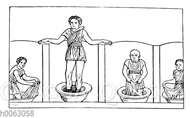 Walkerei der Römer: Das Waschen der Stoffe