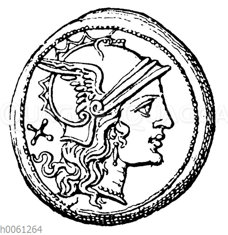 Kopf der Roma auf einer Münze