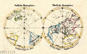 Weltkarte: Südliche und Nördliche Hemisphäre