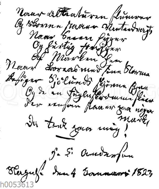 Faksimile eines Gedichts von Hans Christian Andersen
