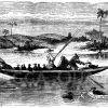 Fischfang der Chinesen mit Hilfe eines Kormorans