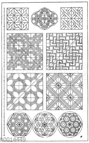 1.-10. Parkettmuster. (Musterbuch der Firma Hegner in Freiburg in B.). 19. Jahrhundert.