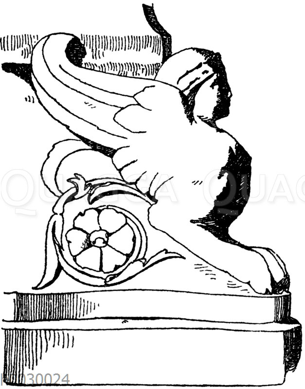 Sphinx: Untere Ecklösung eines antiken Kandelabers. Römisch.