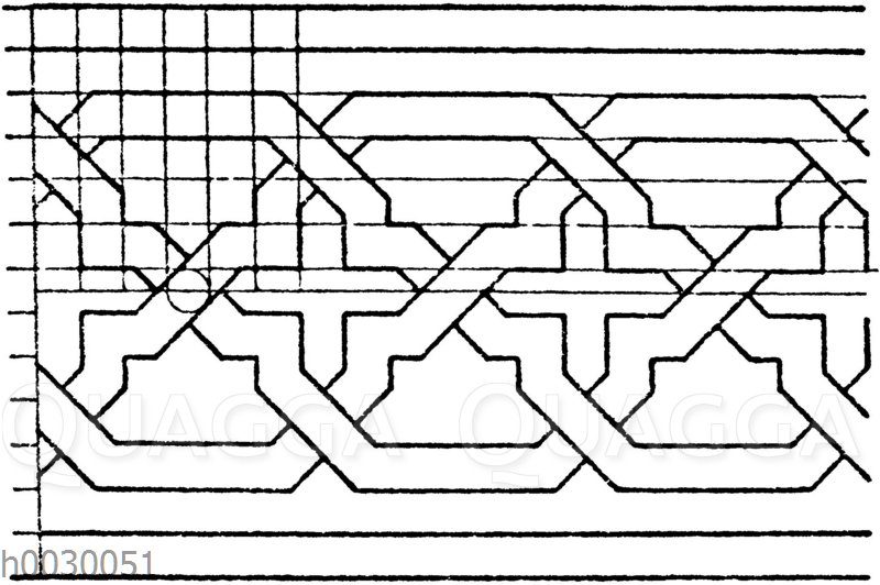 Flechtbandmotiv von Holz- und Elfenbeineinlagen. Italienische Renaissance.