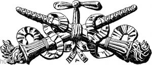 Gekreuzte Fackeln. Renaissance-Ornament.