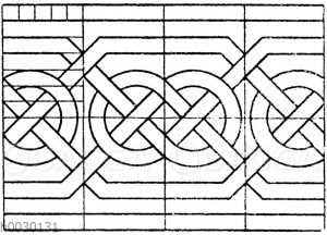 Nordisches Flechtbandmotiv. Schriftverzierung aus dem 8. und 9. Jahrhundert. (Racinet)