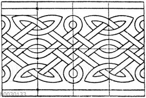 Nordisches Flechtbandmotiv. Schriftverzierung aus dem 8. und 9. Jahrhundert. (Racinet)