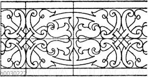 Blattbänder und Rankenbänder: Gewandsäume von Grabmälern in Niederstetten und Lensiedel. 16. Jahrhundert (Musterornamente)