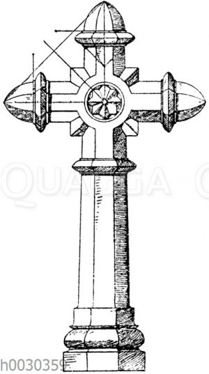 Kreuz in Stein: Granit-Kreuz zu Becon. Architekt Brignet. (Raguenet)