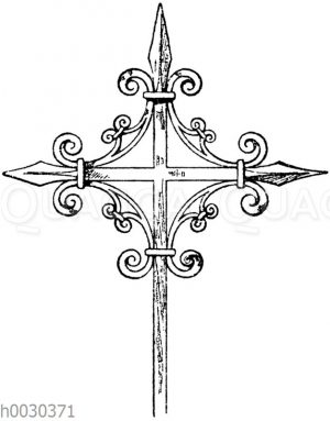 Kreuz in Schmiedeisen: Kreuz in Schmiedeisen: Mittelalterliches Turmkreuz aus Franken. (Gewerbehalle)