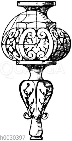 Hängezapf: Unteres Ende eines Kronleuchters in Bronce. 17. Jahrhundert. (L'art pour tous)