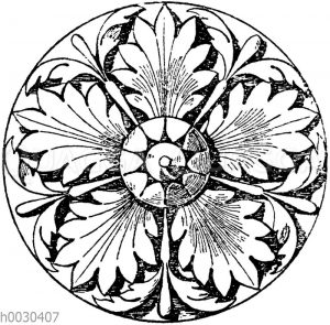 Fünfteilige Rosette von der Tür des Baptisteriums zu Parma. Italienische Renaissance