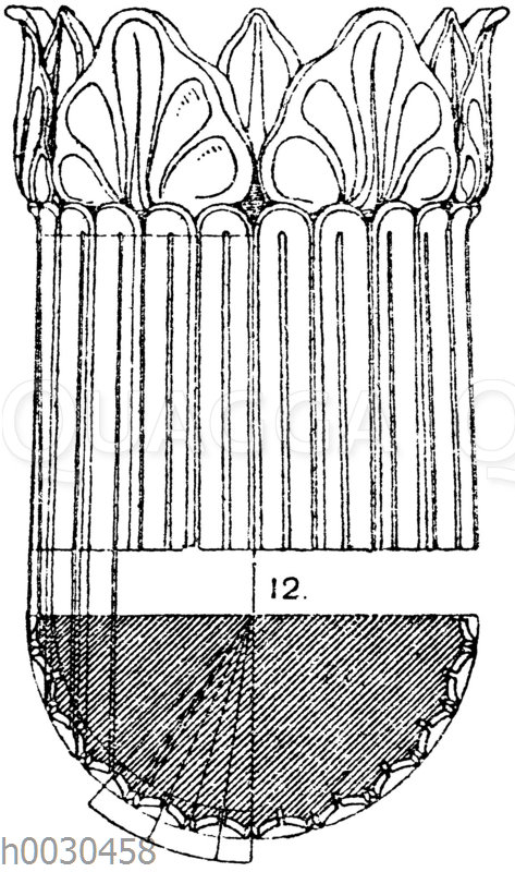 Kannelierungen: Partie eines antiken Kandelaberschaftes mit Kannelurenverjüngung.