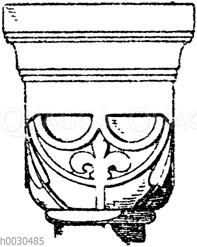 Romanisches Würfelkapitell aus der Klosterkirche zu Lippoldsberg.