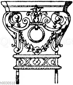 Pilasterkapitell: Schmiedeisernes Kapitell nach Jean Berain. Französisch. 17. Jahrhundert. (Raguenet)