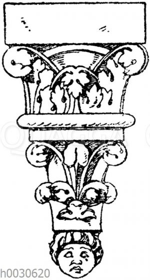 Romanische Konsole. Kathedrale zu Noyon 12. Jahrhundert (Raguenet)
