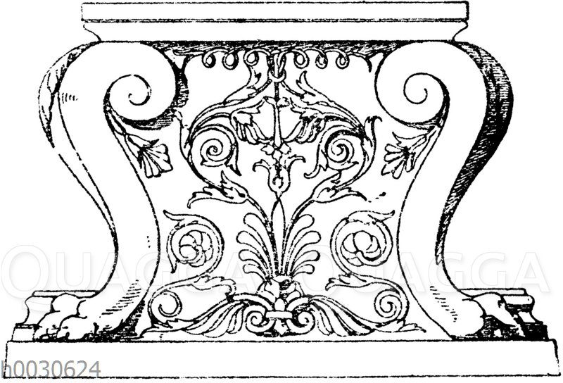 Trapezophor: Antiker Tischfuß aus Marmor. (Vulliamy)