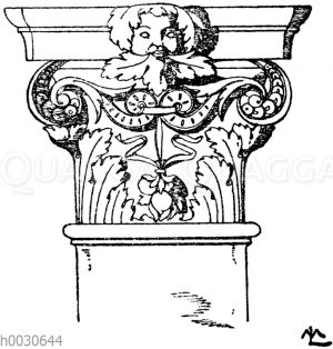 Korinthisches Pilasterkapitell. Französ. Renaissance. Vorn Grabmal Louis XII. in St. Denis.