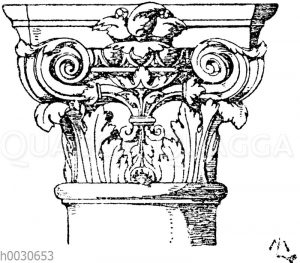 Französisches Säulenkapitell. Vaudevilletheater in Paris. Architekt Magne. 19. Jahrhundert.
