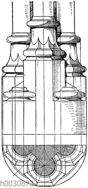 Säulenfuß: Gotische Basis von der Kirche zu Brou-Asn. (Raguenet)