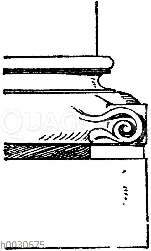 Säulenfuß: Romanische Basis aus der Kirche St. Remy zu Reims. (Raguenet)