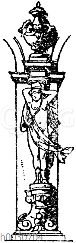 Karyatide von der projektierten Wanddekoration des Festsaals im Künstlervereinslokal in Karlsruhe.Direktor C.Hammer.