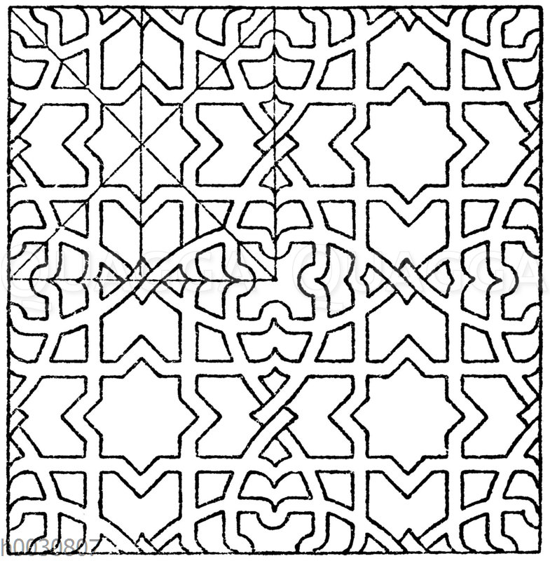 Mosaikmuster: Geometrisches Flachmuster von einem Kreuze in Sta. Croce in Florenz.